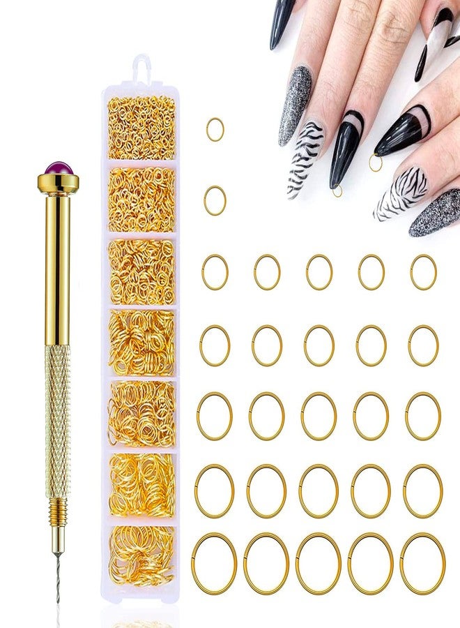 DANNEASY 1070pcs Nail Art Dangle Charm Piercing Tool Hand Drill Charms Jump Rings Connectors Accessories for Jewelry Craft Making (Gold) - Image 1